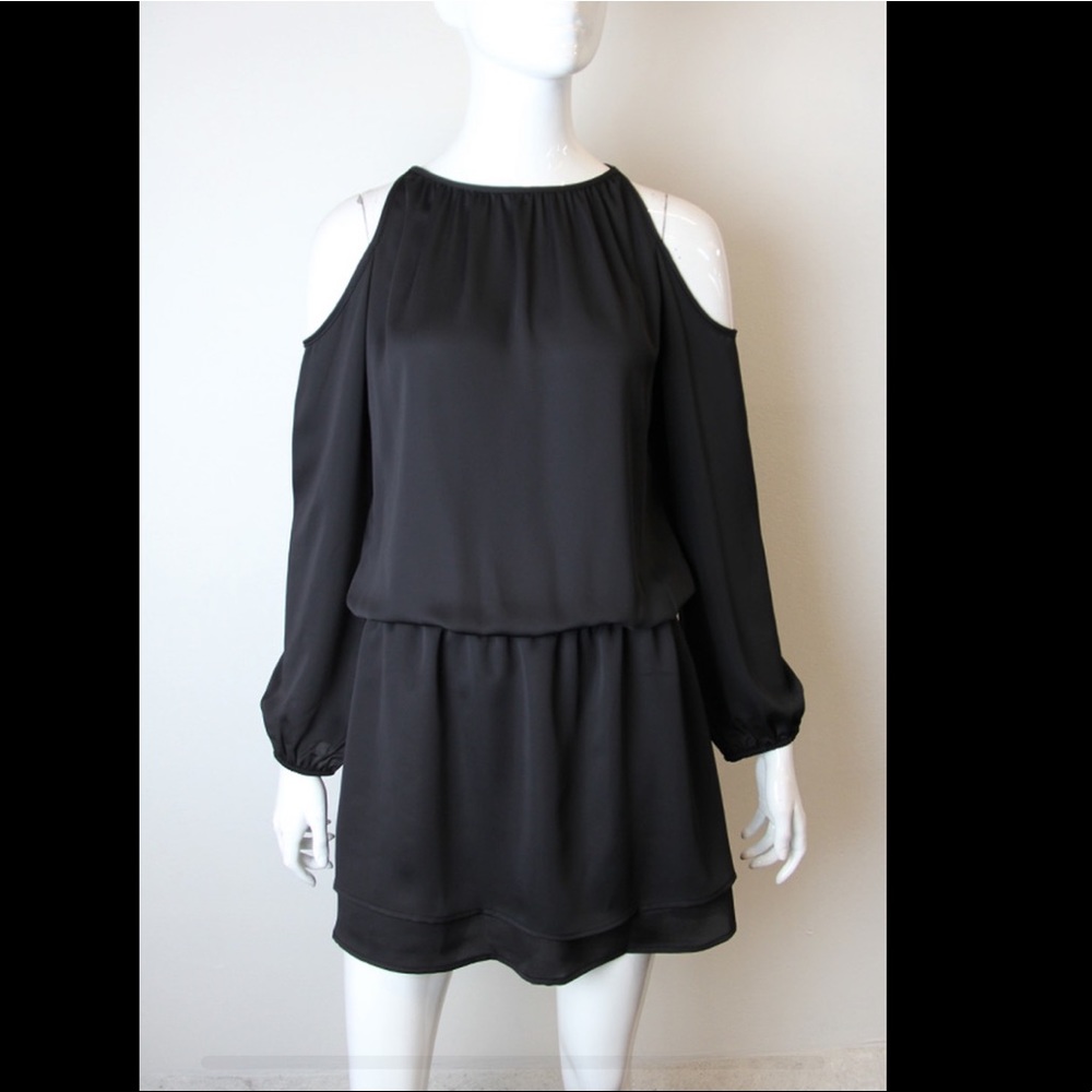 Black cold shoulder long sleeve dress